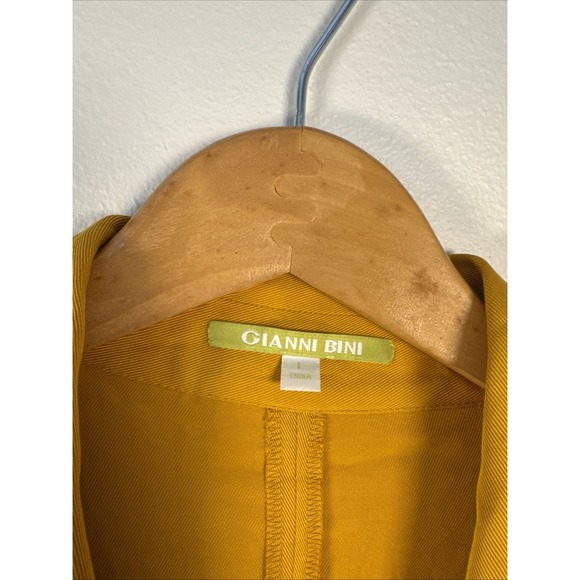 Gianni Bini Mustard Yellow Drawstring Waist Utility Trench Jacket Size Large - Picture 7 of 12